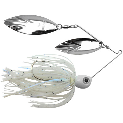 Accent River Special Double Willow Spinnerbait Nickel-Nickel Blades - Blue Glimmer Skirt