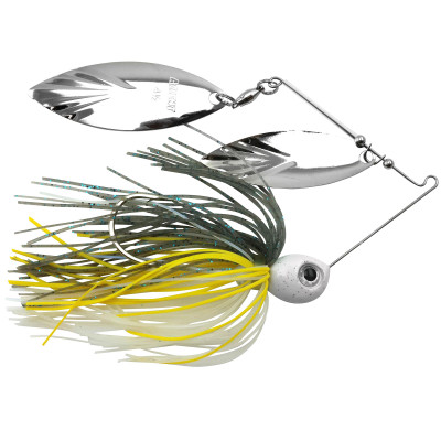 Accent River Special Double Willow Spinnerbait Nickel-Nickel Blades - Sizzling Shad Skirt