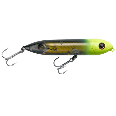 Heddon Super Spook Jr. Topwater Bait Black-Chartreuse Gold Insert