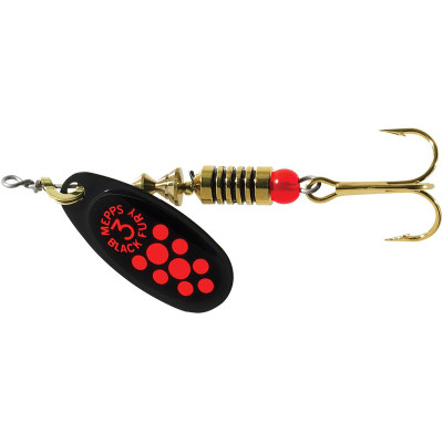 Mepps Black Fury Spinner Fluorescent Red Dots