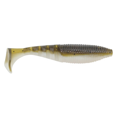 Yamamoto Baits Kickin Zako Paddletail Swimbait Green Pumpkin/White Laminate w/ Black Flake