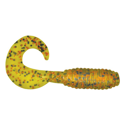 Kalin's Lunker Grub Soft Bait Chartreuse Copper Flake Salt Pepper