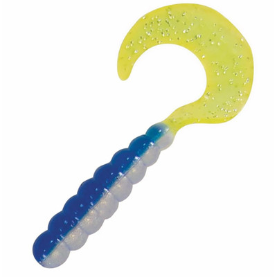 Kalin's Triple Threat Grub Soft Bait Blue Silver Chartreuse Tail