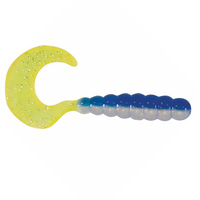 Kalin's Triple Threat Grub Soft Bait Blue Silver Chartreuse Tail