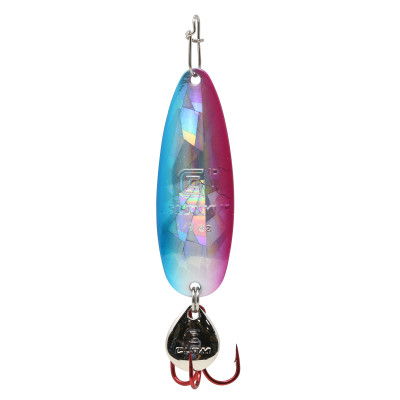 Clam Ribbon Leech Flutter Spoon - 1/4 oz. - Glow Rainbow Lightning