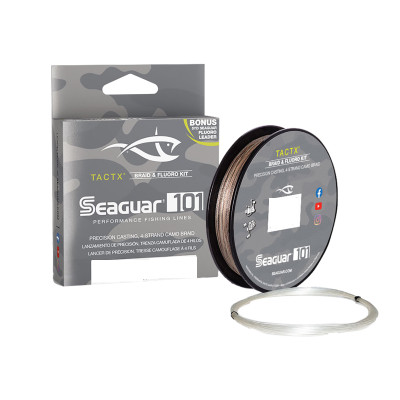 Seaguar TactX Braided Camo Fishing Line & Fluoro Kit, with Free 15lb Leader  - 40lbs, 300yds Break Strength/Length - 40TCX300