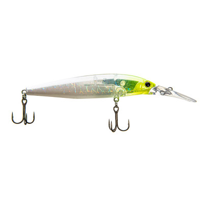 Shimano World Diver 99SP Suspending Jerkbait Flash Boost Chartreuse Head