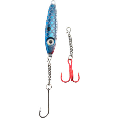 Bink's Ice Spoon with Chain Dropper Hooks Blue Metallic