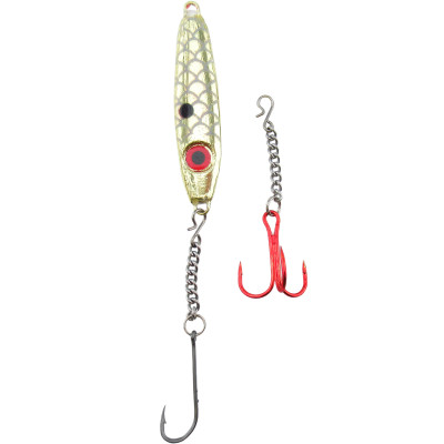 Bink's Ice Spoon with Chain Dropper Hooks Gold