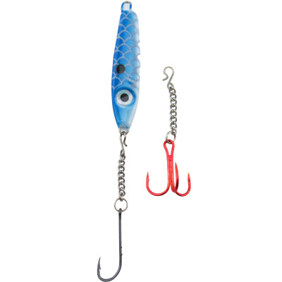 Bink's Ice Spoon with Chain Dropper Hooks White-Blue Back