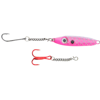 Bink's Ice Spoon with Chain Dropper Hooks White-Pink Back
