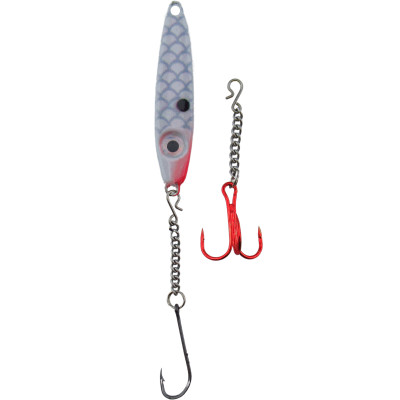 Bink's Ice Spoon with Chain Dropper Hooks White-Red Throat