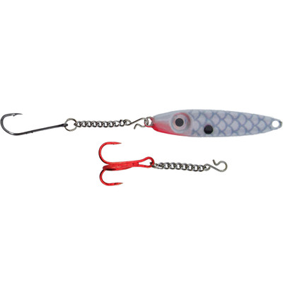 Bink's Ice Spoon with Chain Dropper Hooks White-Red Throat
