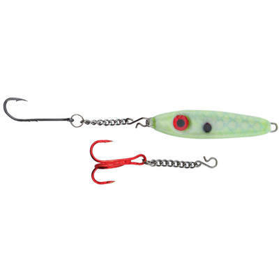 Bink's Ice Spoon with Chain Dropper Hooks Yellow Glow