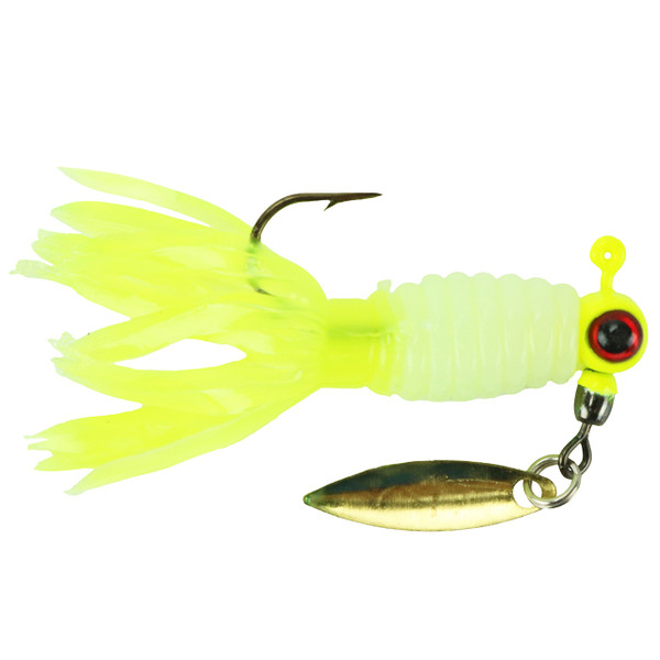 Mr. Crappie Sausage Head Spins Pre-Rigged Crappie Thunder color Tuxedo Black Chartreuse