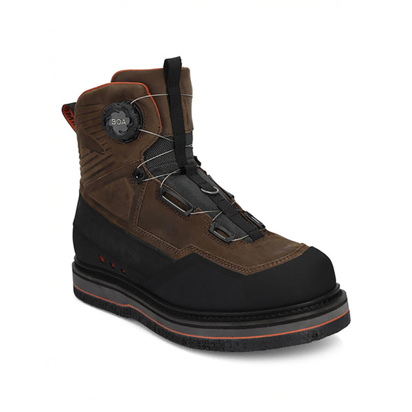 Simms Men's G3 Guide BOA Wading Boot Vibram sole, side view, showing BOA Fit System and reinforced abrasion-resistant upper.