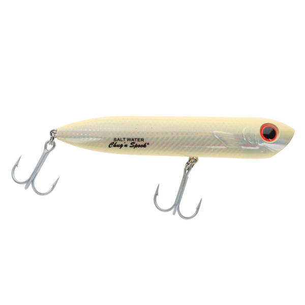 Heddon Saltwater Chug'n Spook Topwater Lure color Bone-Silver