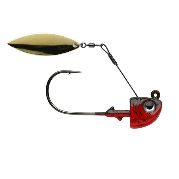 1st Gen Fishing Top Spin Jig Head color Green Pumpkin Black Flake