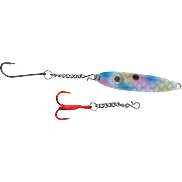 Bink's Ice Spoon with Chain Dropper Hooks color White Blue Black 