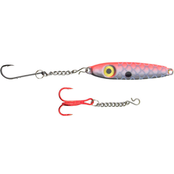 Bink's Ice Spoon with Chain Dropper Hooks color White Blue Black 