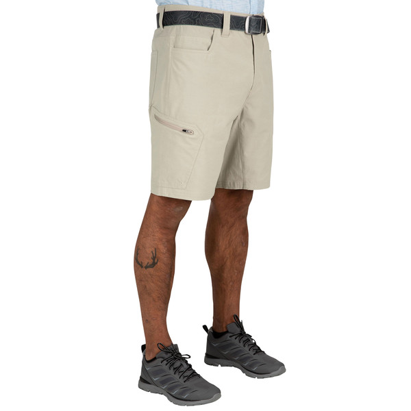 Simms Men's Challenger Shorts color Khaki On Model Side