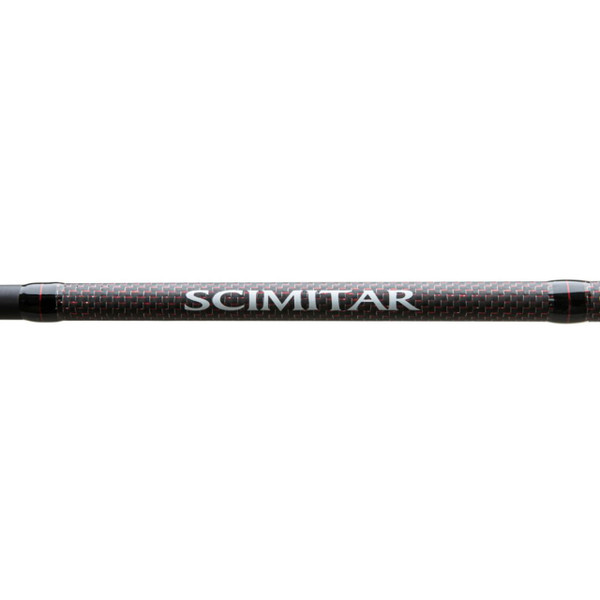 Shimano Scimitar Spinning Rod close up of blank showing logo