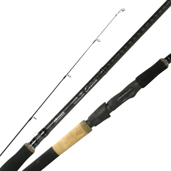 Okuma GLS Custom Spinning Rod tri-image, showing guides, blank, and handle