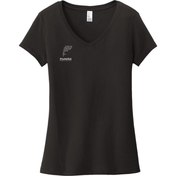 Bob体育网页FishUSA女子鱼学校v领短袖t恤黑色