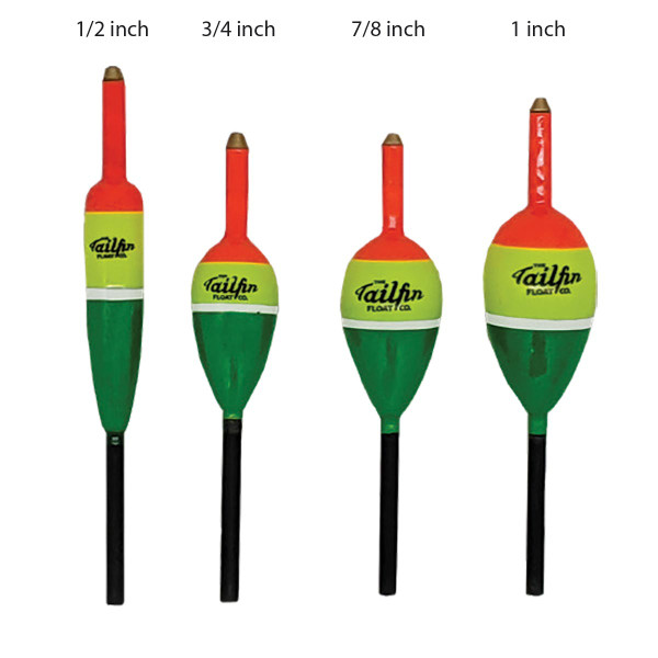 Tailfin Standard Slip Float size comparison chart