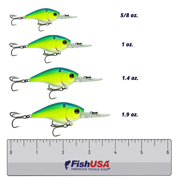 6th Sense Cloud 9 Crankbait color Blue-Treuse Shad size comparison photo with FishUSA ruler