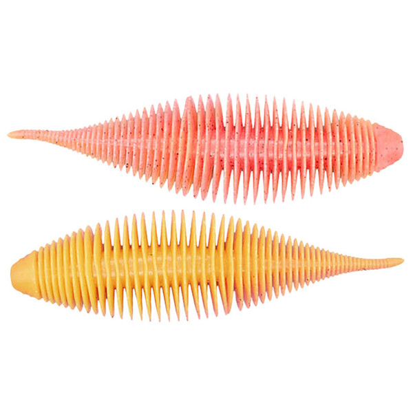 Geecrack Bellows Shad Soft Bait color Pink Lemonade top and bottom view