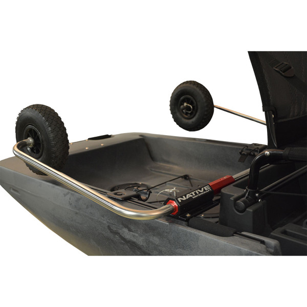 Native Watercraft Sidekick Onboard Wheel System for Kayaks on board in the wheels up position
