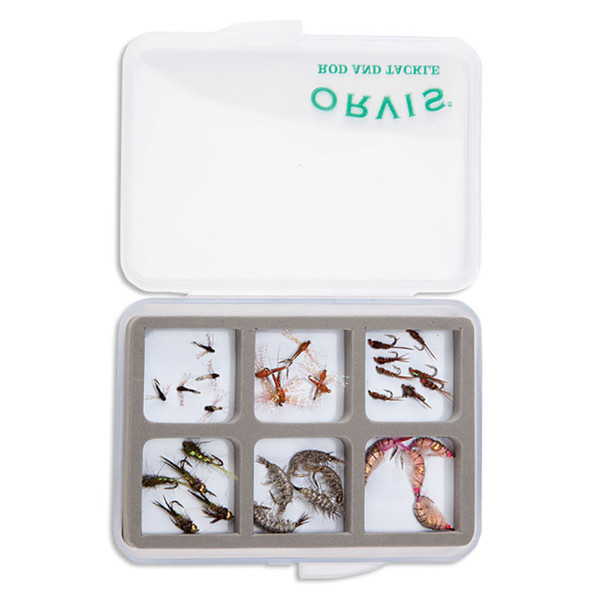 Orvis Super Slim Shirt Pocket 6-Compartment Fly Box open view tackle not included