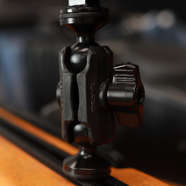 YakAttack Ball Connector mounted on a kayak 
