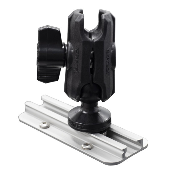 Accessory mount placed on YakAttack ScrewBall Ball Mount on track, not included