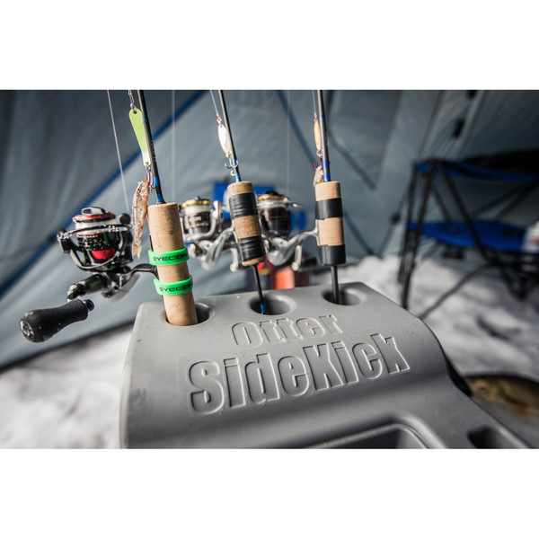 Otter Outdoors Sidekick Ice Shelter / Bucket Console in use