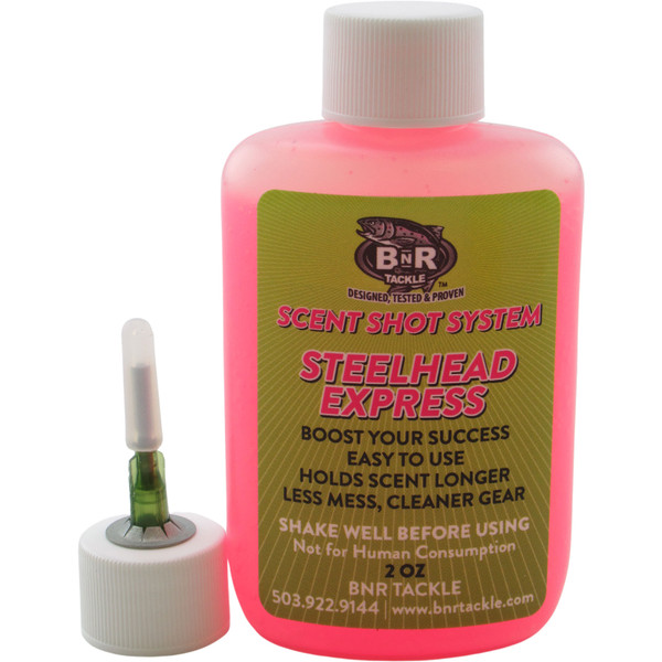 BnR Tackle Steelhead Express Scent Shot System image of the applicator and bottle
