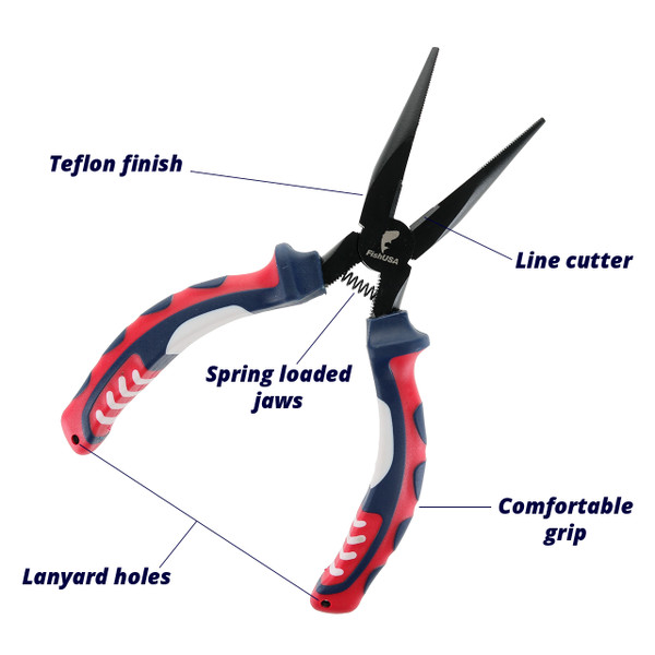 FishUSA Needle Nose Fishing Pliers tool diagram