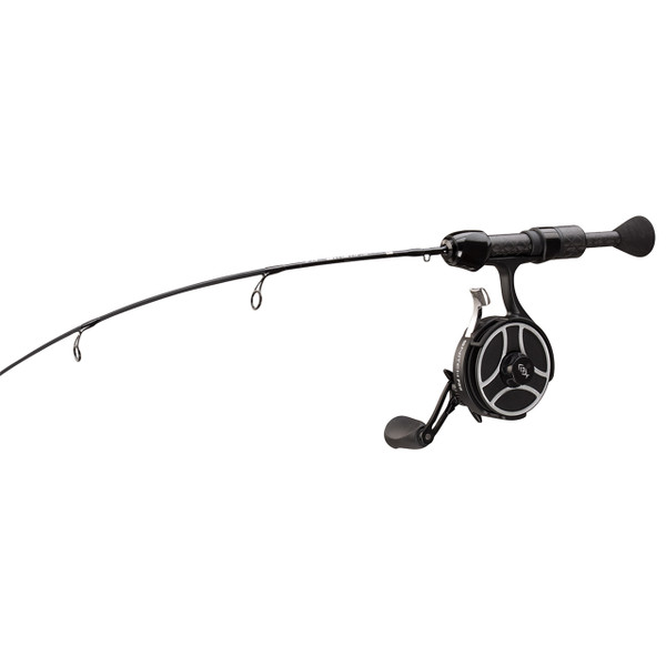 13 Fishing The Snitch Pro/FreeFall Ghost Inline Ice Combo close up of handle