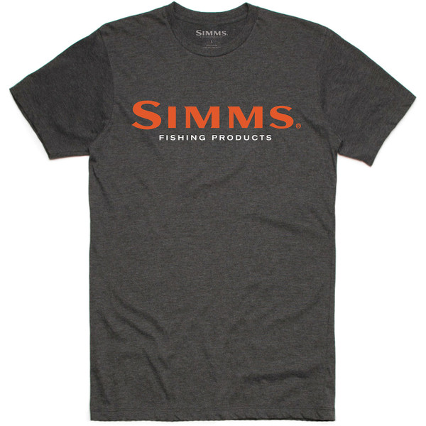 Simms Men's Logo Short Sleeve T-Shirt Charcoal Heather color Front