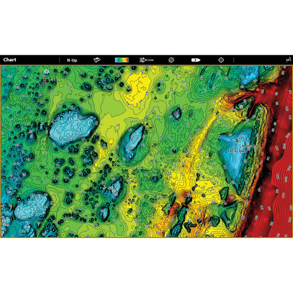 Humminbird LakeMaster Digital Map showing a VX Vector-accelerated technology customizable color palette