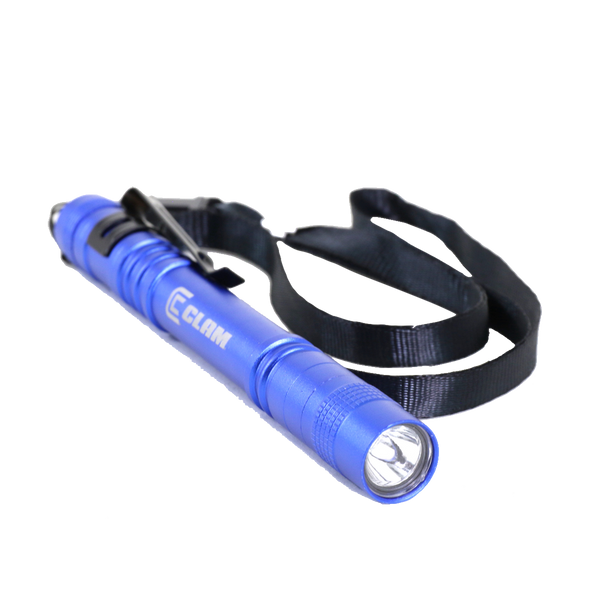 Clam Torch Light UV Jig Charger 1/4 turn right and showing LED light