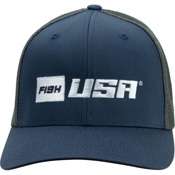 FishUSA Flexfit Hardcore 2 Tone Fitted Hat color Navy/Graphite front view