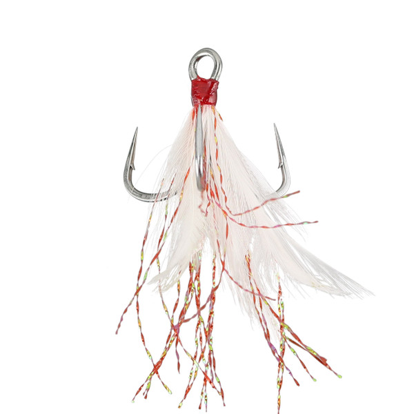 Mustad AlphaPoint In-Line Triple Grip Feathered Hook color Red Tinsel size 1