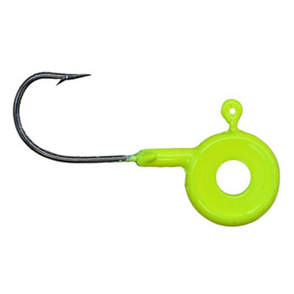 Leland's Lures Eye Hole Pill Head Jig Head color Chartreuse