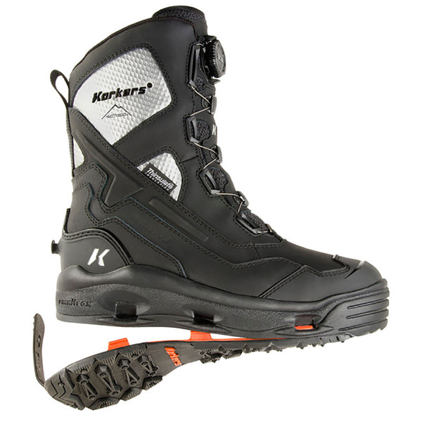 Korkers Polar Vortex 1200 Winter Boot demonstrating optional interchangeable soles (sold separately)