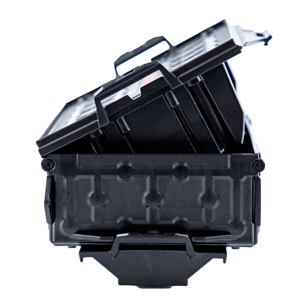 YakAttack TracPak with PicPocket QuickDraw and Track Mount Side View with open lid