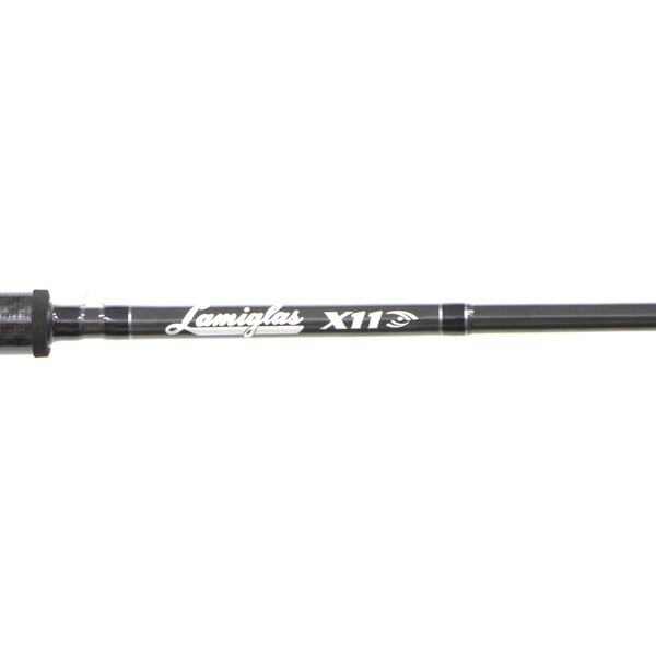 Lamiglas X-11 Salmon & Steelhead Spinning Rod close up of blank showing logo