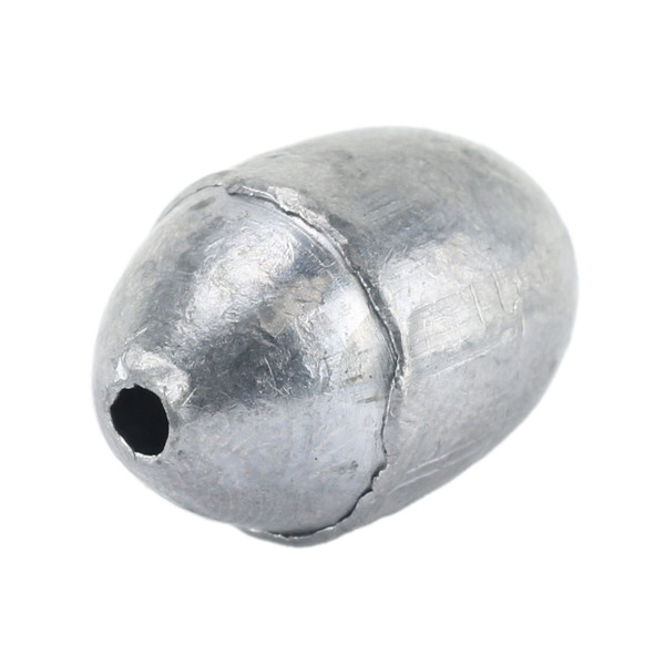 Bullet Weights Egg Sinkers side length profile 1/4 turn to show line hole at top of weight