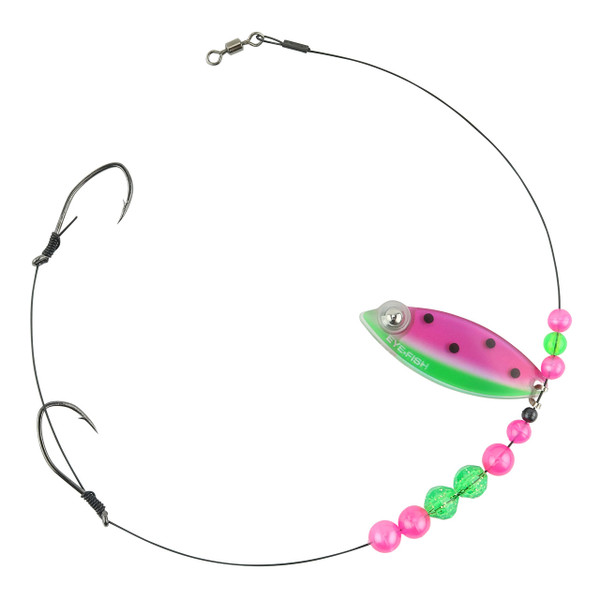 Eye-Fish Premium Single Willow Blade Worm Harness color Watermelon-Copper Back